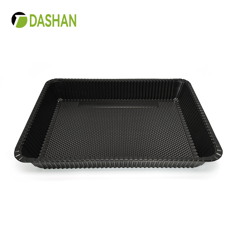 Large Capacity Square Liner Tray Black High Toughness Direct Food Contact Ready-to-eat Food Fruit Vegetable Display Tray