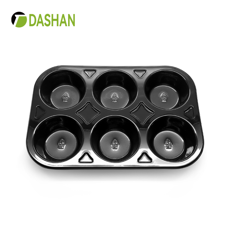 CPET 6 Compartment Cupcake Tray With High Temperature And Freezing Resistant Safety Material High Toughness Cake Cookie Dessert Tray