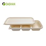 Disposable Compartments Lunch Box with Cover Three-compartment Bento Heating Packaging Rectangular High-grade Fat Reduction Light Food Japanese Lunch Box