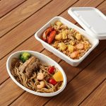Disposable Bagasse Square lunch box food container Degradable Eco-friendly Safe Non-toxic sugarcane paper