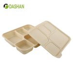 Large Capacity Disposable Lunch Box Five Compartments Corn Starch With Lid Leak-Proof Takeout Safe Hygienic Multi-Compartment Bento Box
