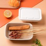 New Disposable Bagasse Square lunch box with lid food container Degradable Eco-friendly Safe Non-toxic sugarcane paper