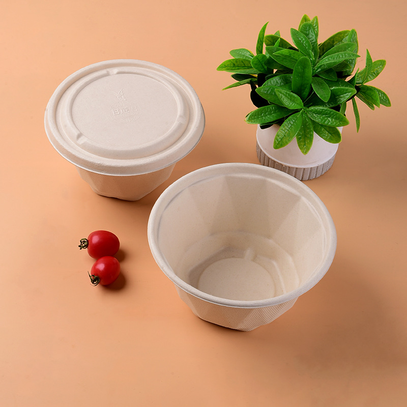 New Disposable Bagasse Round Bowl Design Sense Degradable Eco-friendly Safe Non-toxic sugarcane paper