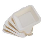 New Disposable Bagasse Square cake plate Degradable Eco-friendly Safe Non-toxic sugarcane paper