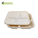 Portable Disposable Four-Compartment Lunch Box With Lid Corn Starch Safe Environmentally Friendly Factory Price Takeout Fast Food Supermarket Sold Bento Box