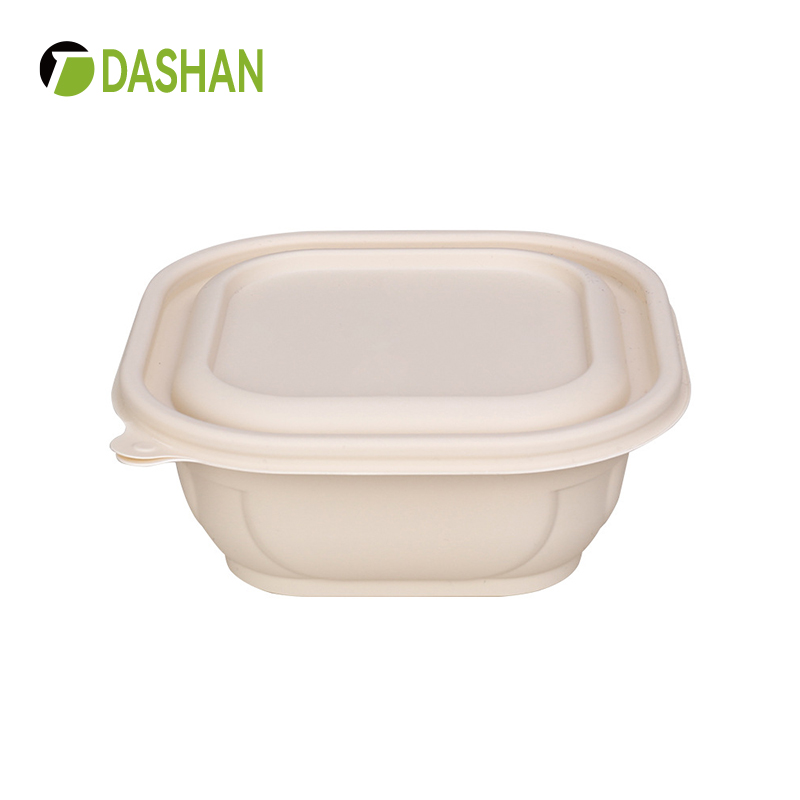 450ml Disposable Lunch Box Square Cornstarch Bento Box With Cover Skylight Design To Support Customization Large Discount