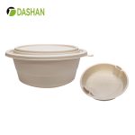 Double Packing Bowl 1200ml Degradable Cornstarch Lunch Box with Inner Liner Upper and Lower Layer Dry and Wet Separation Round Bowl