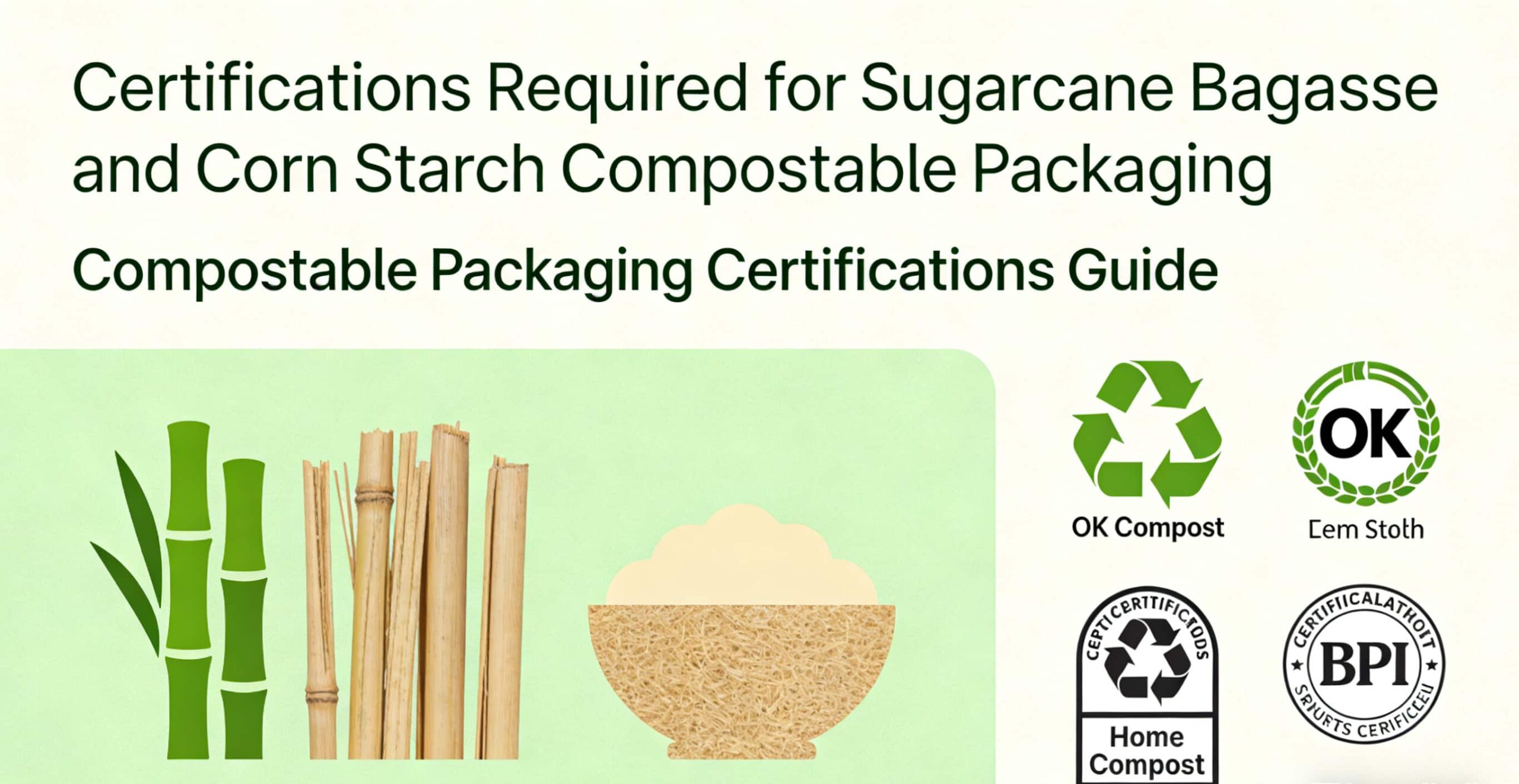 Certifications Required for Sugarcane Bagasse and Corn Starch Compostable Packaging