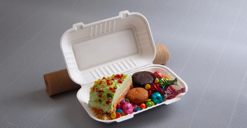 Sugarcane Bagase Hinged Clamshell Box 1