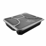 Black 4-Compartment PP Lunch Box with Lid