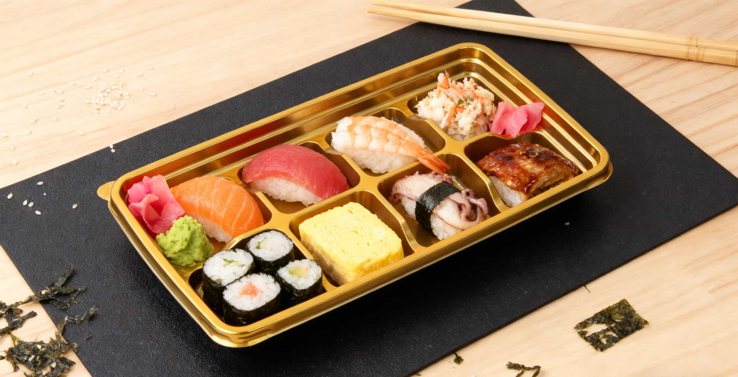 Gold PET Sushi Tray