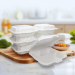 Disposable PP Hinged Clamshell Box 9 Inch 3 Compartment Takeout Container