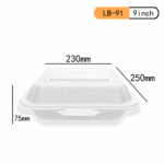 LB-91 9” Clamshell – Eco-Friendly Cornstarch Single Compartment Container