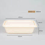（NWEH-25 ）1000ml Rectangle Container – Eco-Friendly Cornstarch Packaging