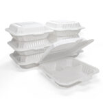 Disposable PP Hinged Clamshell Box 9 Inch 3 Compartment Takeout Container