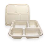Cornstarch 4 Compartment Lunch Tray (1050ml) for Sustainable Dining