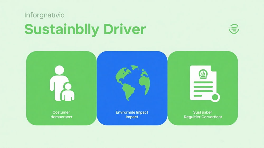 Infographic illustrating key sustainability drivers in eco-friendly packaging.