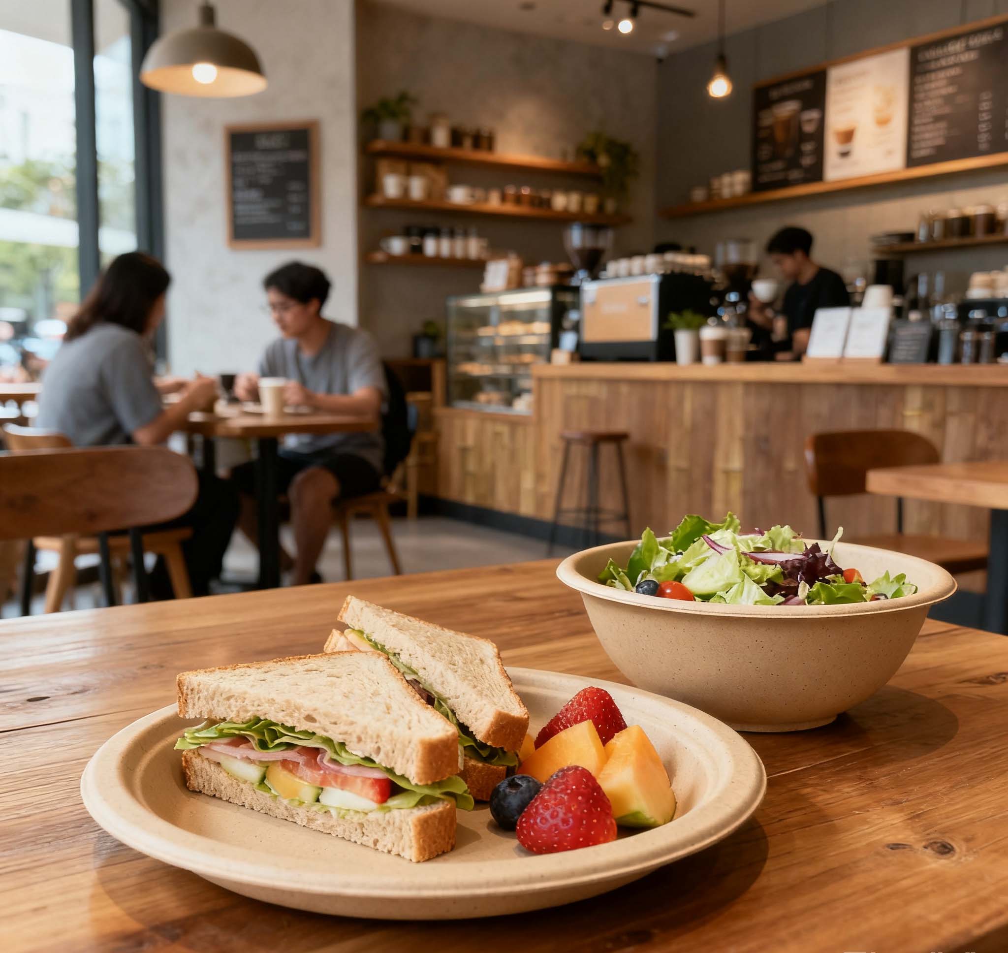 Coffee shops use bagasse tableware