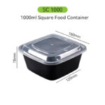 1000ml Square Food Container – Deep Reusable PP Takeaway Box