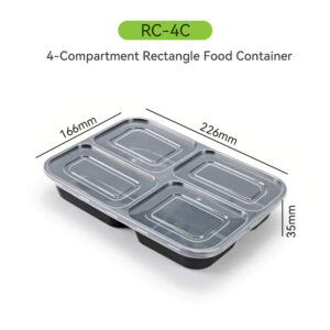 Dashan 4-compartment PP food container RC4C, microwave safe and leakproof for takeaway meals