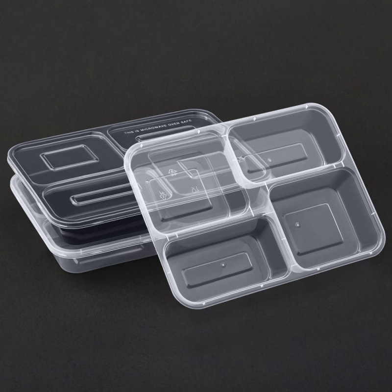 Dashan 4-compartment PP food container RC4C, microwave safe and leakproof for takeaway meals