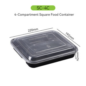4-Compartment PP Food Container – American Style Square Lunch Box by Dashan