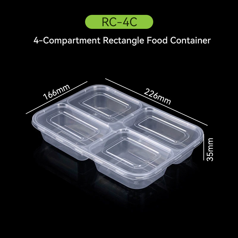Dashan 4-compartment PP food container RC4C, microwave safe and leakproof for takeaway meals
