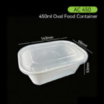 450ml Oval PP American Style Lunch Box – Leakproof and Reusable