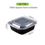 750ml Square Food Container – Leakproof & Microwave Safe PP Lunch Box