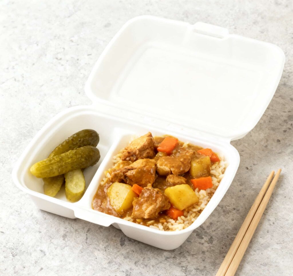 Biodegradable 2-compartment food container Biodegradable 2-compartment food container