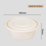 NWE-W-1250ML Cornstarch Bowl: Eco-Friendly 1250ml Round Bowl for Foodservice