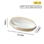 PET Lid for 26oz Oval Bagasse Bowl | Clear, Leak-Proof & Recyclable Food Container Cover
