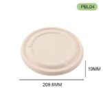PBL04 Bagasse Lid for PB24/32/40 Bowls | Compostable Sugarcane Lid for Round Bowls