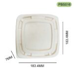 PBS016 PET Lid for Bagasse Square Bowls | Leak-Resistant Food Packaging