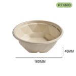 RTK600 Bagasse Bowl — 600ml Eco-Friendly Food Bowl