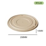 RTL03 Bagasse Lid — Eco-Friendly Sugarcane Fiber Lid for RTK Series 2000-2500ml Bowls