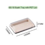 Biodegradable Bagasse Sushi Tray-10 with Transparent Lid
