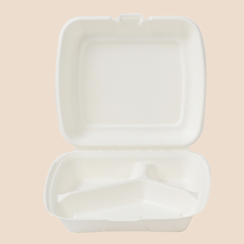 Sugarcane Bagasse 3-Compartment Clamshell Sugarcane Bagasse 3-Compartment Clamshell