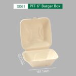 6 Inch Burger Box: Sustainable Sugarcane Hinged Box for Eco-Conscious Food Packaging