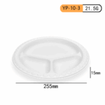 10-Inch 3-Compartment Plate:Sustainable, Functional, and Customizable Food Packaging Solution