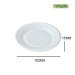YPL070 Sugarcane Bagasse Plate — Ø182*15mm Biodegradable Cake Plate
