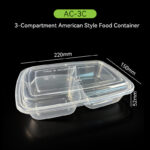 3-Compartment PP Food Container – American Style Leakproof Takeaway Box