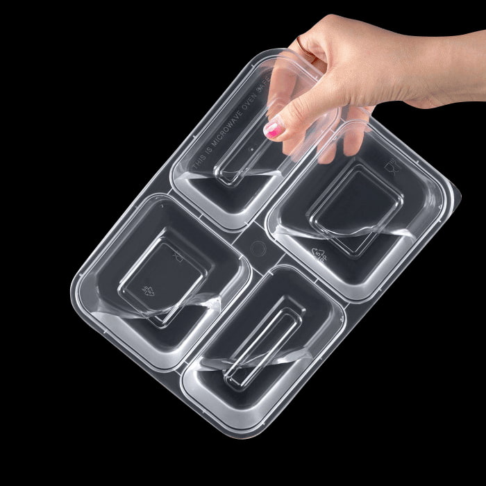 Dashan 4-compartment PP food container RC4C, microwave safe and leakproof for takeaway meals