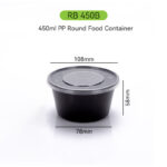 450ml Disposable PP Round Bowl with Leakproof Lid for Takeout
