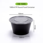 1000ml PP Round Takeaway Bowl – Large Disposable Food Container with Lid