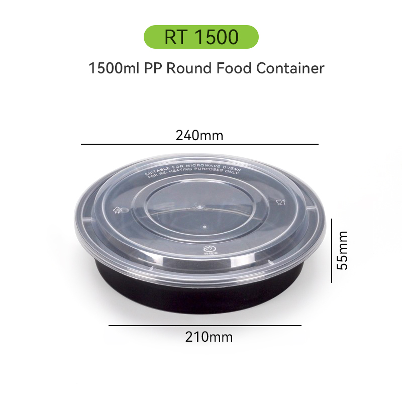 1250ml Disposable Plastic Round Container with Dome Lid for Takeaway 7 1500ml Plastic Round Food Container