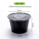 Large 1750ml Round Food Storage Bowl – Leakproof PP Takeaway Container