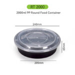 2000ml Large Plastic Takeaway Bowl for Catering & Meal Prep