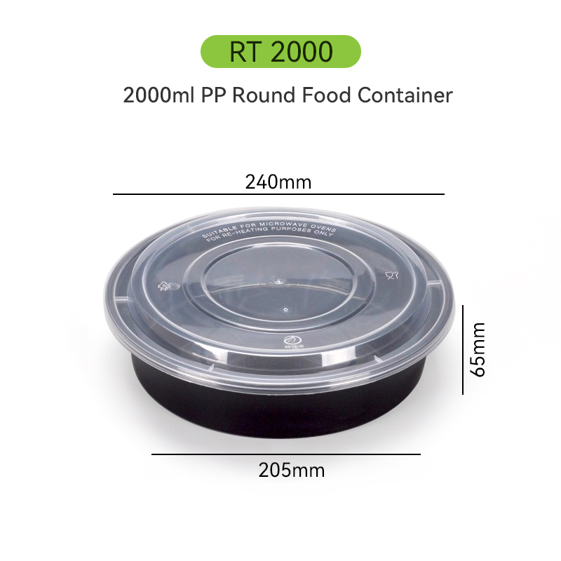 1250ml Disposable Plastic Round Container with Dome Lid for Takeaway 8 2000ml Large Plastic Takeaway Bowl
