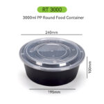 3000ml Jumbo Plastic Round Food Bowl for Catering, Meal Prep & Takeaway